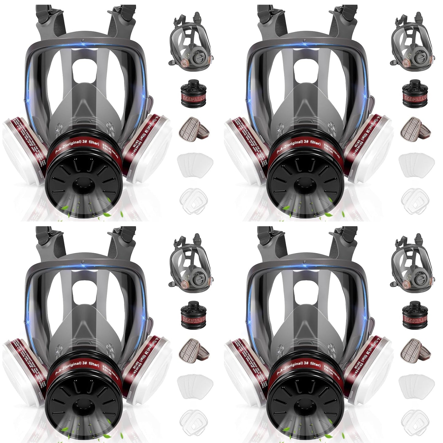 Gas Masks Survival Nuclear and Chemical,Full Face Respirator for Spray Paint,Chemical,Epoxy Resin,Grinding work.