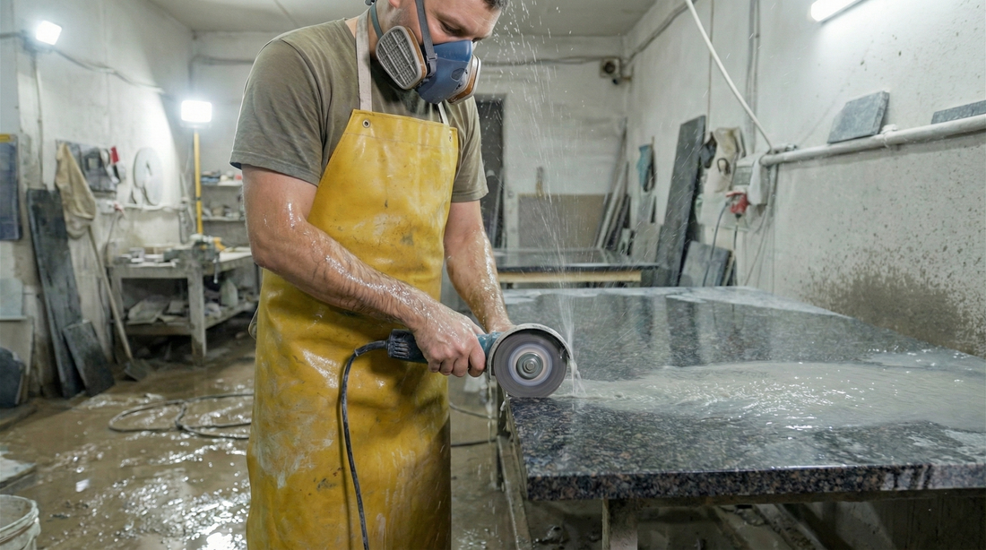 Stone Fabrication Safety: Why Liquid Silicone Is the Best Defense Against Silica Slurry & Dust