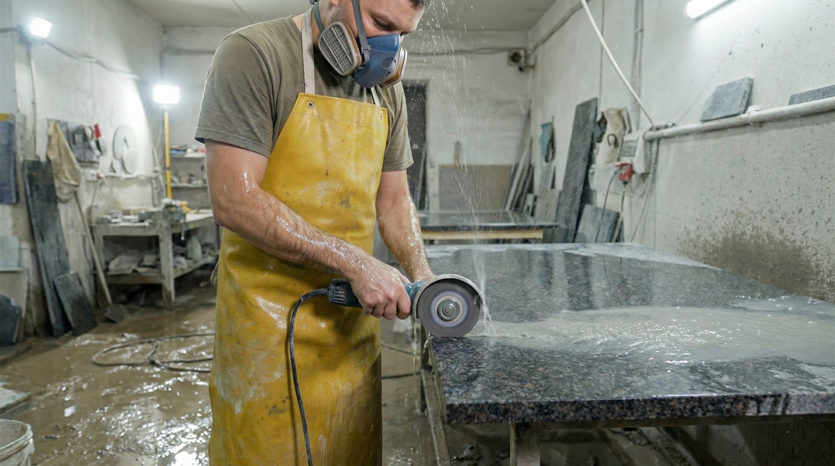 Stone Fabrication Safety: Why Liquid Silicone Is the Best Defense Against Silica Slurry & Dust