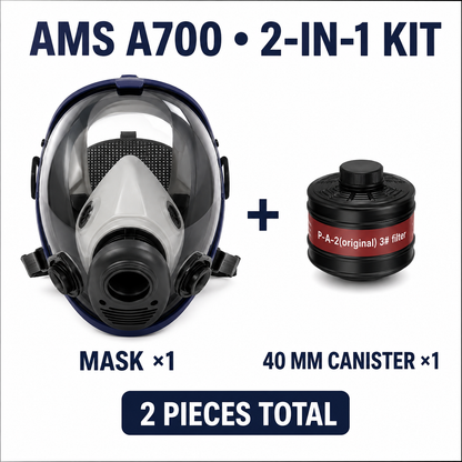 AMS A700 Reusable Full Face Respirator Mask Kit