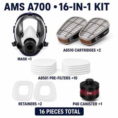 AMS A700 Reusable Full Face Respirator Mask Kit