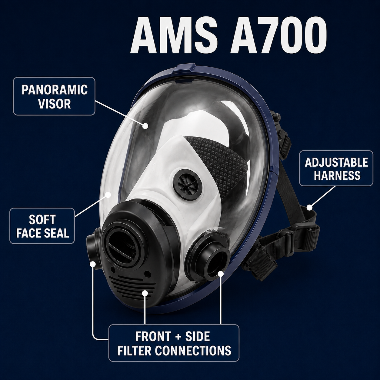 AMS A700 Reusable Full Face Respirator Mask Kit