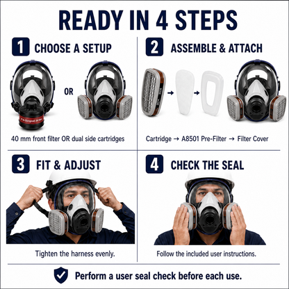 AMS A700 Reusable Full Face Respirator Mask Kit