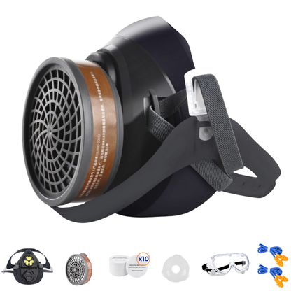 AMS A420P Silicone Half Face Respirator 16-Piece Kit with Anti-Fog Goggles for Paint Spraying, Auto Painting & Fumes
