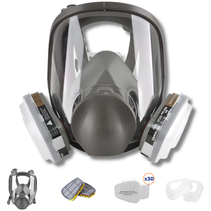 AMS A680 Professional Full Face Respirator Mask 15-in-1 Kit for Auto Painting, Epoxy, Sanding & Woodworking Dust Protection
