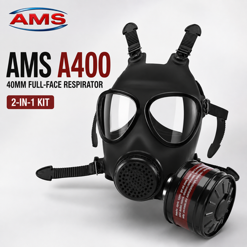 AMS A400 Full Face Respirator 2-in-1 Kit with 40mm Filter