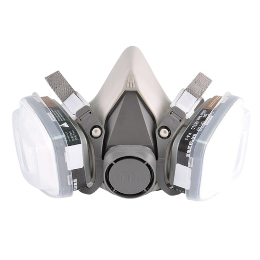 AMS A620 Professional Half-Face Respirator Mask with Dual Filter Cartridges for Painting and Chemical Protection