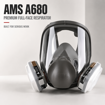 AMS A680 Full Face Respirator 15-Piece Kit for Painting, Epoxy, Sanding & Woodworking