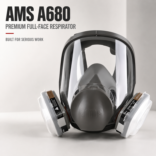 AMS A680 Full Face Respirator 15-Piece Kit for Painting, Epoxy, Sanding & Woodworking