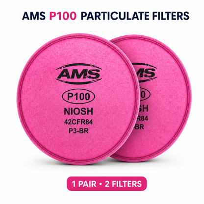 AMS P100 Particulate Filters with Nuisance Organic Vapor Odor Relief – 1 Pair