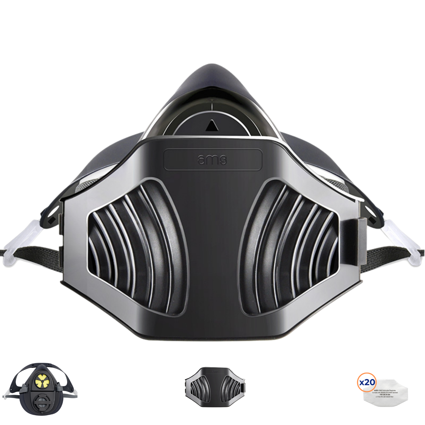 AMS A420D Silicone Half Face Respirator Kit with 10 Filters for Woodworking, Sanding & Sawing Dust