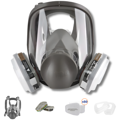 AMS A680 Professional Full Face Respirator Mask 15-in-1 Kit for Auto Painting, Epoxy, Sanding & Woodworking Dust Protection