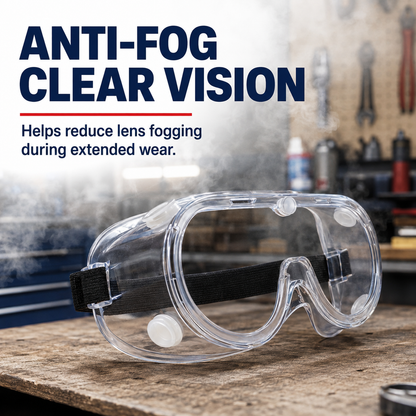 AMS SG100 Anti-Fog Wide-Vision Safety Goggles – Fits Over Glasses