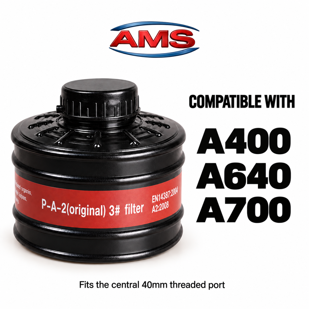 AMS A4540 40mm Replacement Filter Canister – Compatible with A400, A640 & A700