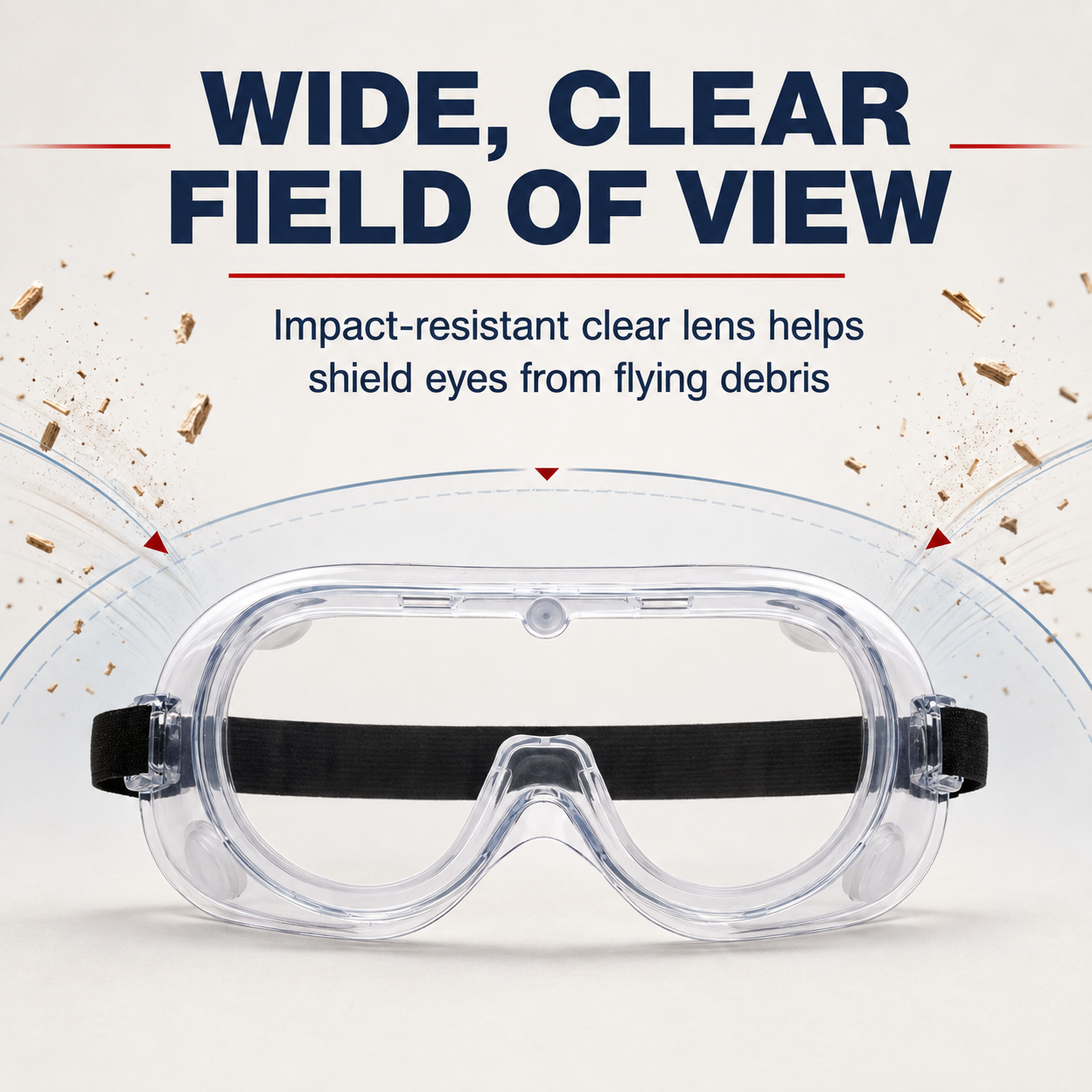 AMS SG100 Anti-Fog Wide-Vision Safety Goggles – Fits Over Glasses