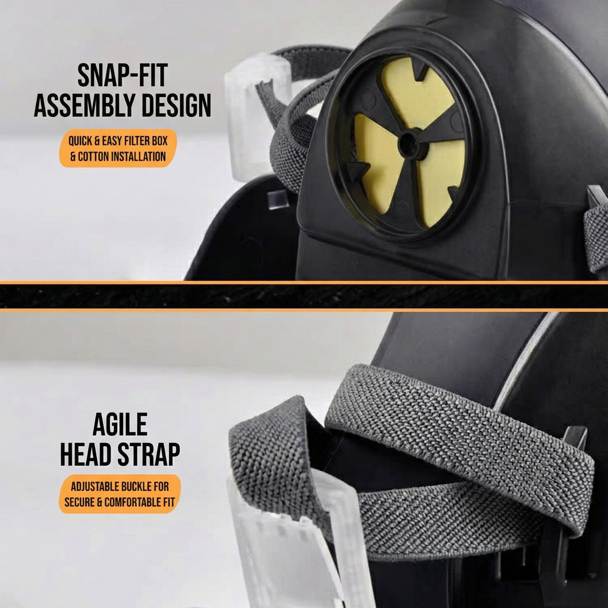 Adjustable Head Strap and Snap-Fit Filter Mechanism of AMS A420D Dust Mask
