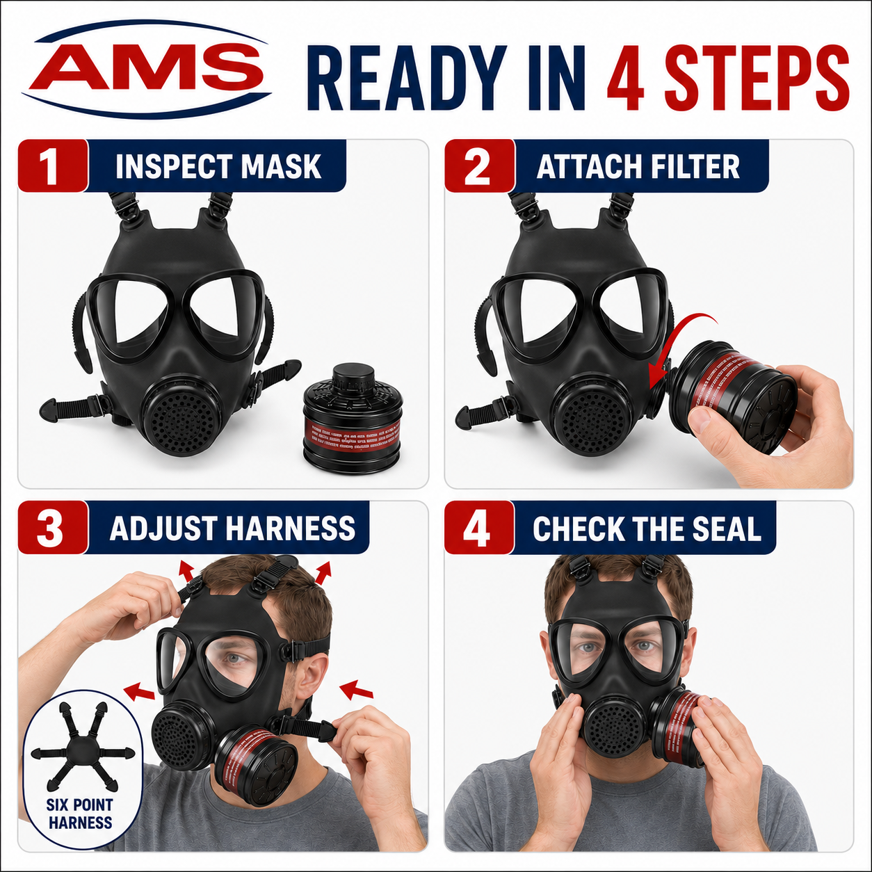 AMS A400 Full Face Respirator 2-in-1 Kit with 40mm Filter