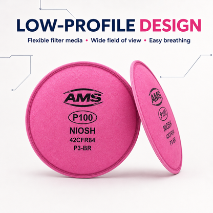 AMS P100 Particulate Filters with Nuisance Organic Vapor Odor Relief – 1 Pair