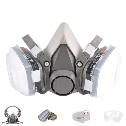 AMS A620 Professional Half Face Respirator 15-in-1 Kit for Woodworking, Sanding & Fine Dust Protection