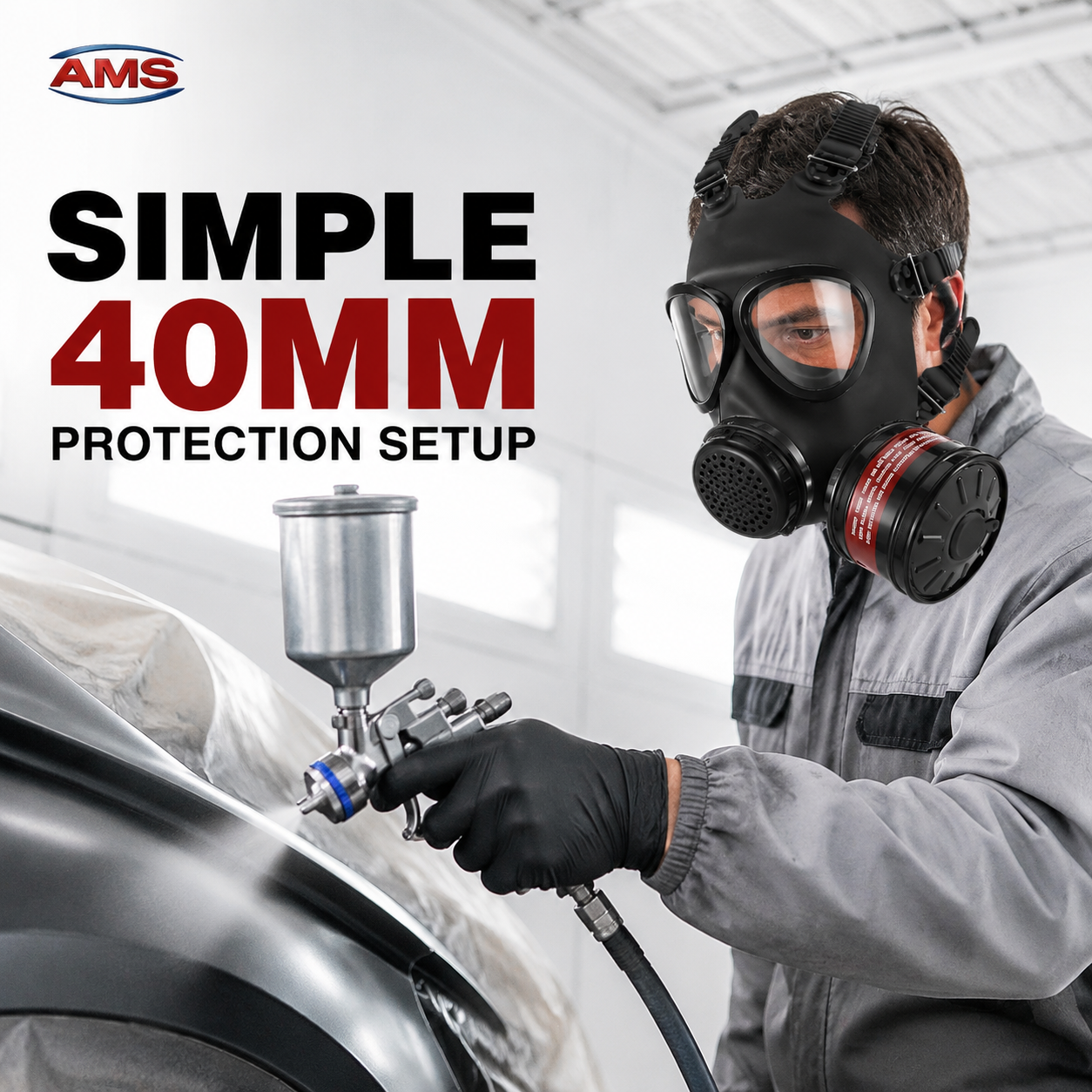 AMS A400 Full Face Respirator 2-in-1 Kit with 40mm Filter
