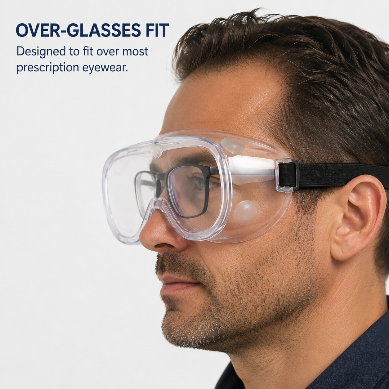 AMS SG100 Anti-Fog Wide-Vision Safety Goggles – Fits Over Glasses