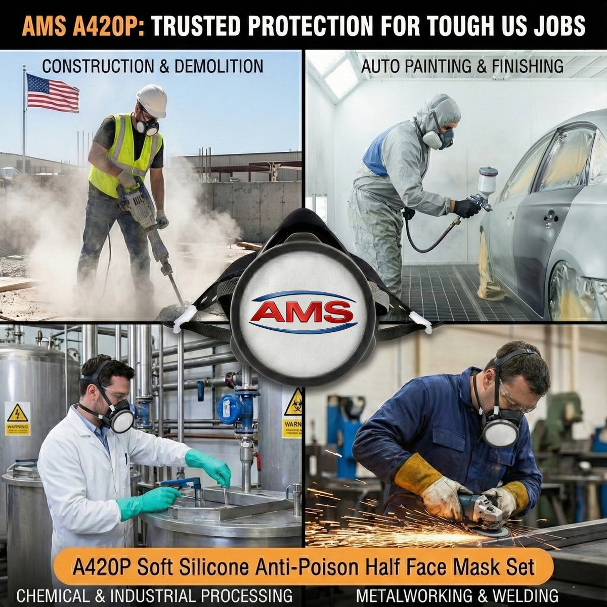 AMS A4520 Organic Vapor Cartridge for Paint and Industrial Fumes - AMS