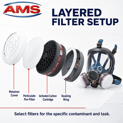 AMS Full Face Respirator Kit with Activated Carbon Filters