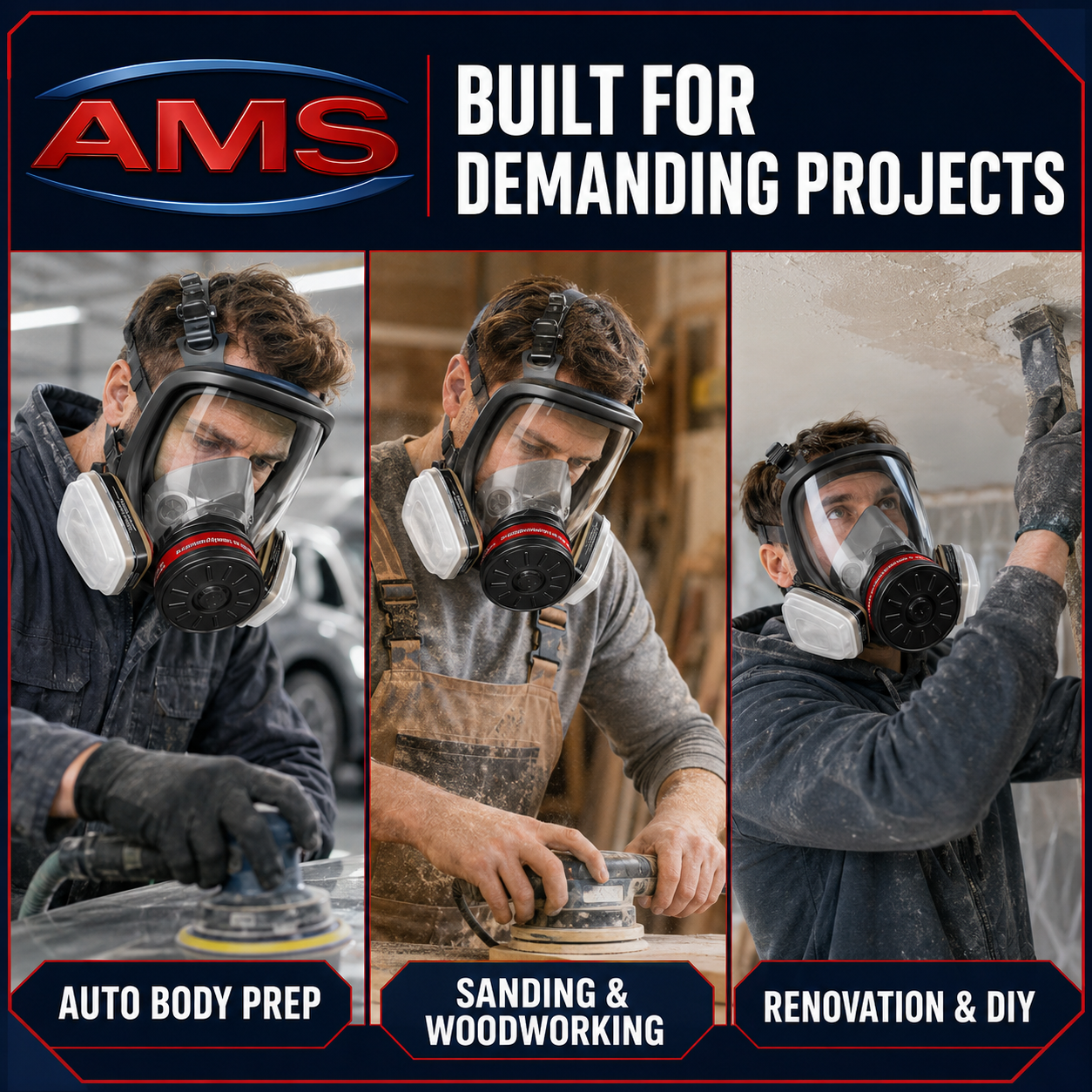AMS A640 Full Face Respirator – 3 Filter Kit Options