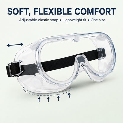 AMS SG100 Anti-Fog Wide-Vision Safety Goggles – Fits Over Glasses