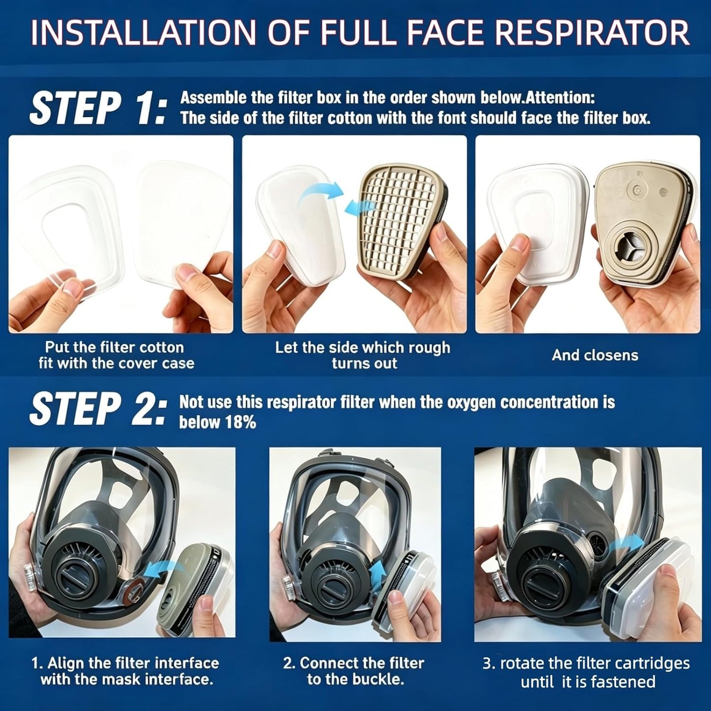 Weidahh Full Face Respirator Mask, Gas Masks Survival Nuclear and Chemical with 40mm Filters for Spray Paint,Industry,Sanding