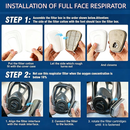 Weidahh Full Face Respirator Mask, Gas Masks Survival Nuclear and Chemical with 40mm Filters for Spray Paint,Industry,Sanding