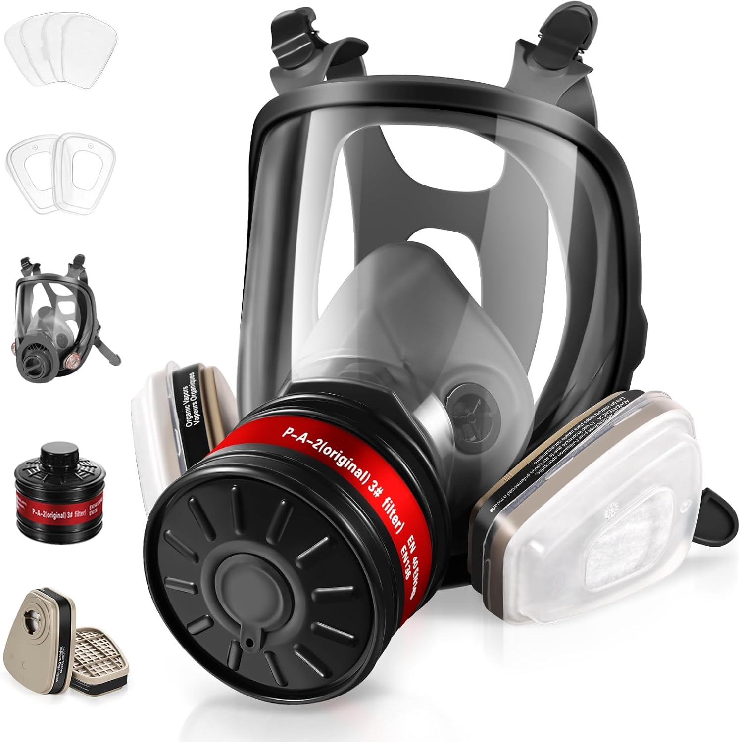 Weidahh Full Face Respirator Mask, Gas Masks Survival Nuclear and Chemical with 40mm Filters for Spray Paint,Industry,Sanding