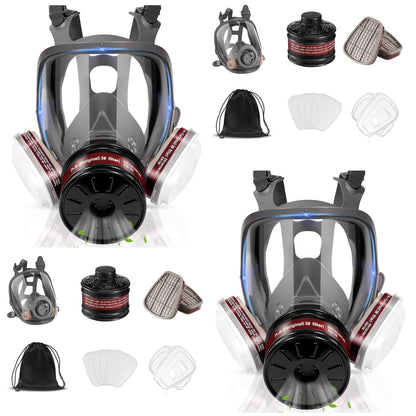 Gas Masks Survival Nuclear and Chemical,Full Face Respirator for Spray Paint,Chemical,Epoxy Resin,Grinding work.