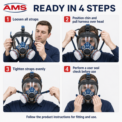 AMS Full Face Respirator Kit with Activated Carbon Filters