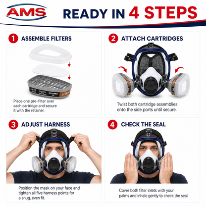 AMS A750 Full Face Respirator 15-in-1 Kit