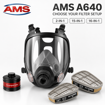 AMS A640 Full Face Respirator – 3 Filter Kit Options