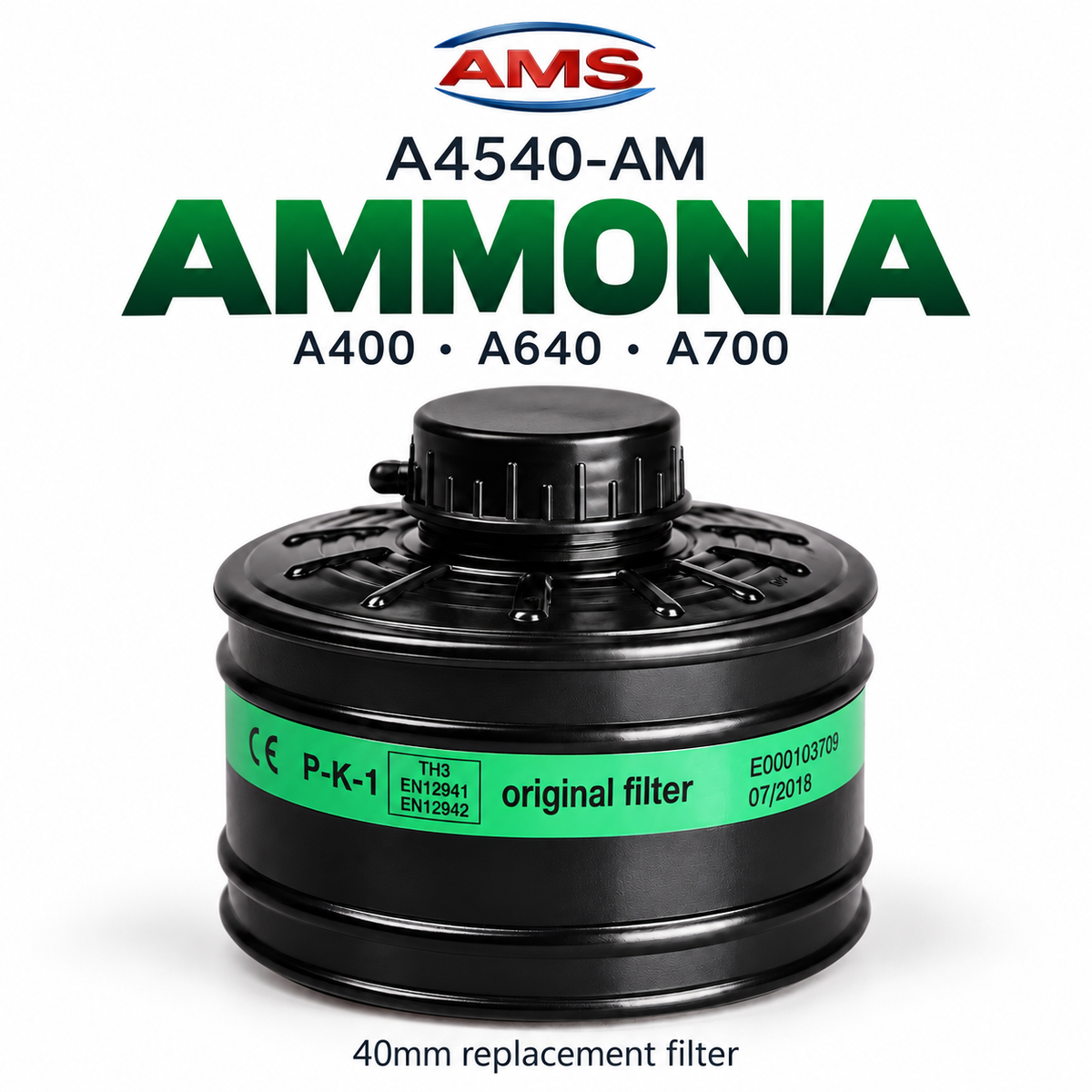 AMS A4540 40mm Replacement Filter Canister – Compatible with A400, A640 & A700
