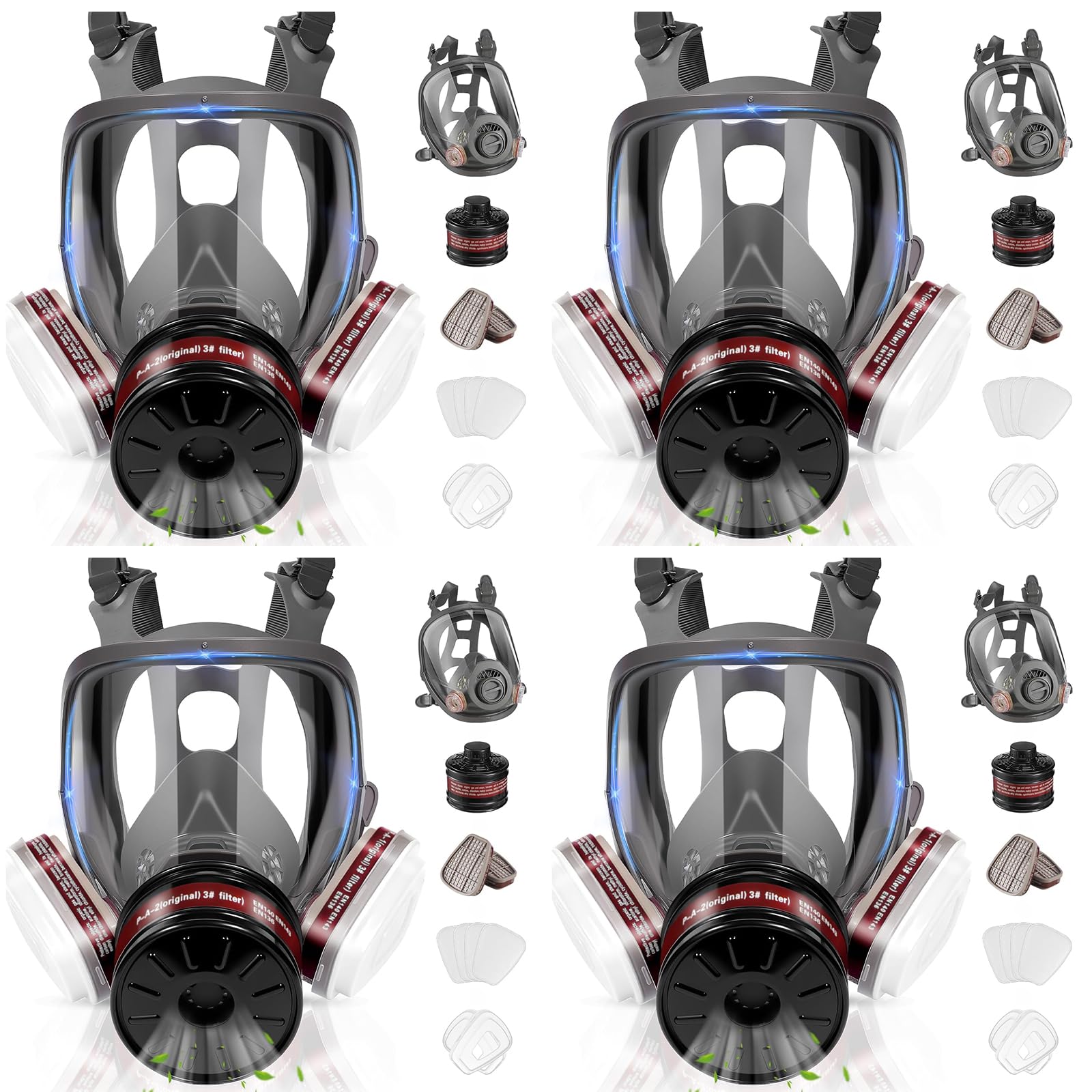 Gas Masks Survival Nuclear and Chemical,Full Face Respirator for Spray Paint,Chemical,Epoxy Resin,Grinding work.