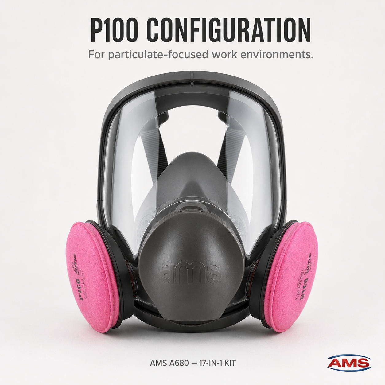 AMS A680 Full Face Respirator 17-Piece Kit for Painting, Epoxy, Sanding & Woodworking