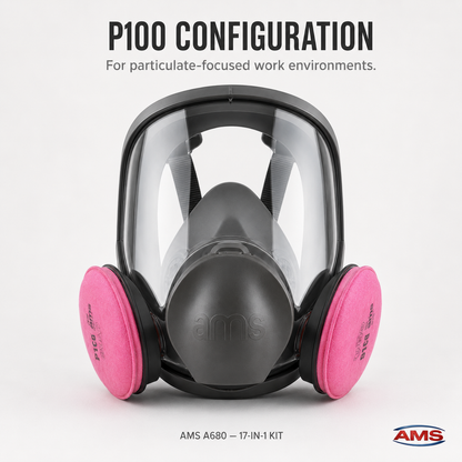 AMS A680 Full Face Respirator 17-Piece Kit for Painting, Epoxy, Sanding & Woodworking