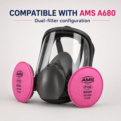 AMS P100 Particulate Filters with Nuisance Organic Vapor Odor Relief – 1 Pair