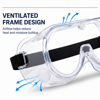 AMS SG100 Anti-Fog Wide-Vision Safety Goggles – Fits Over Glasses
