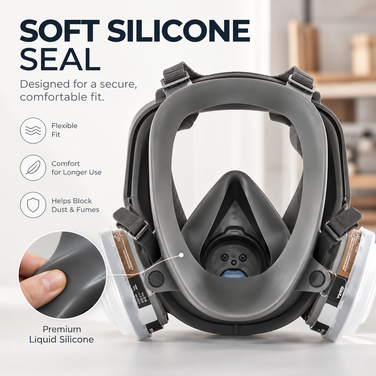 AMS A680 Full Face Respirator 17-Piece Kit for Painting, Epoxy, Sanding & Woodworking