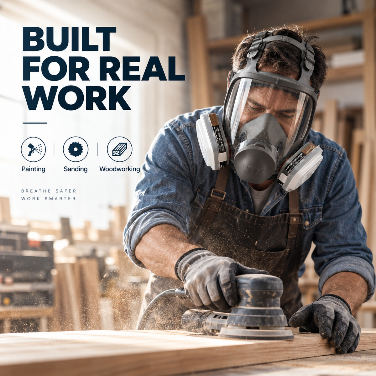 AMS A680 Full Face Respirator 17-Piece Kit for Painting, Epoxy, Sanding & Woodworking
