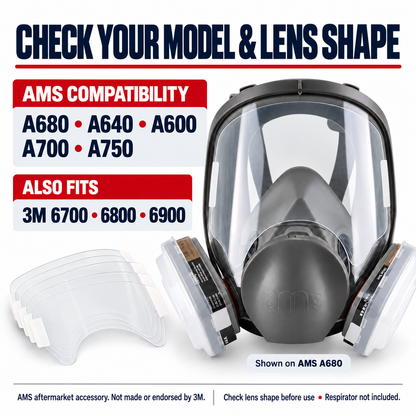 Check model and lens shape; AMS A680 shown with clear film examples and listed compatible models