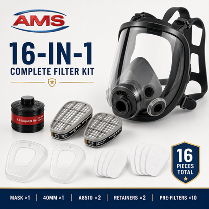 AMS A640 Full Face Respirator – 3 Filter Kit Options